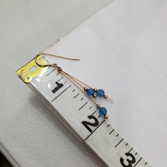 Beaded Earrings Gold Tone Blue Dangle Boho Pierced - Picture 6 of 6